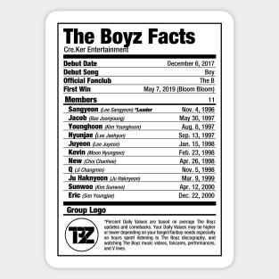 The Boyz Kpop Nutritional Facts Sticker